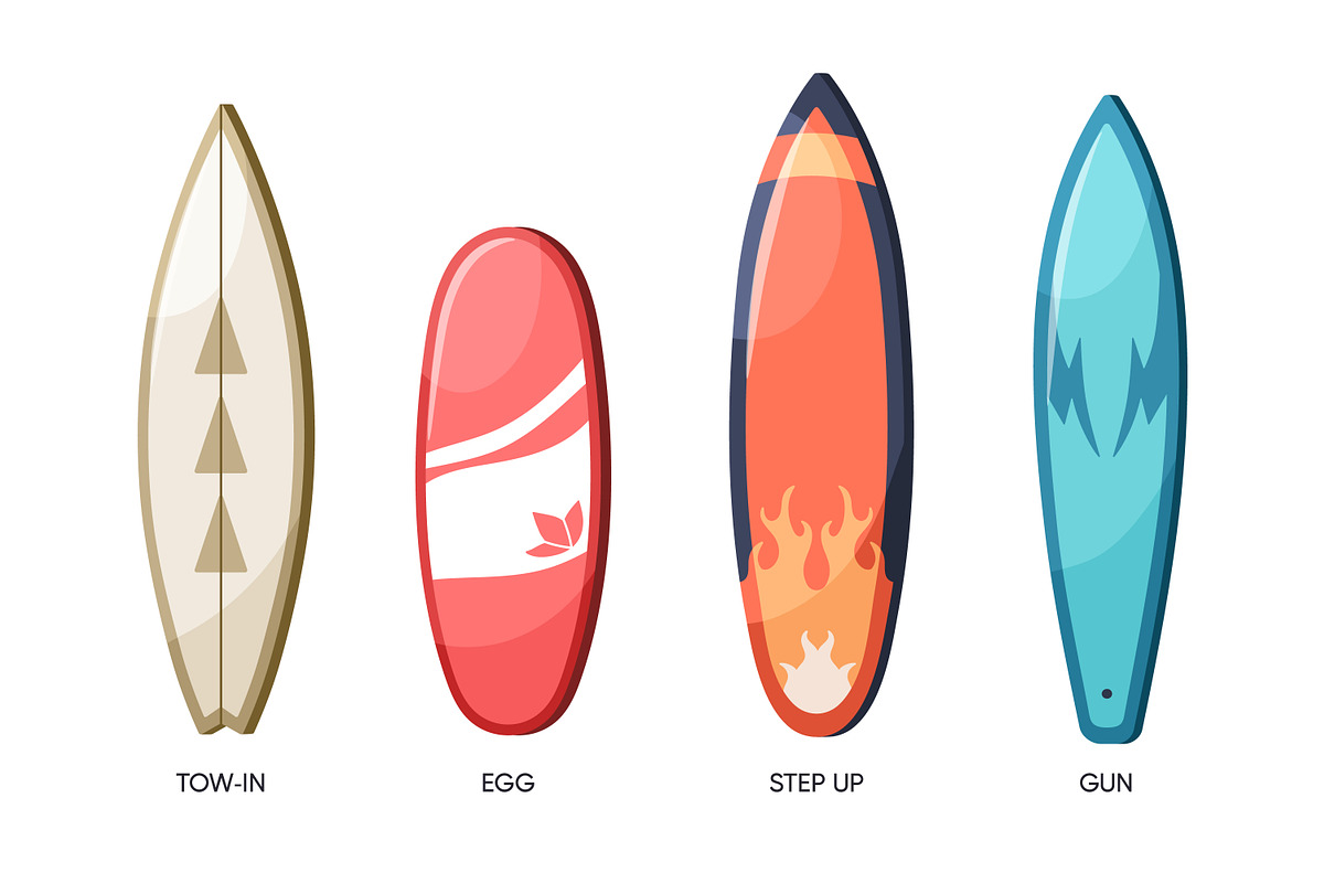 Different surfboards types set, a Sport Illustration by Good Studio (Photo 3 of 4)