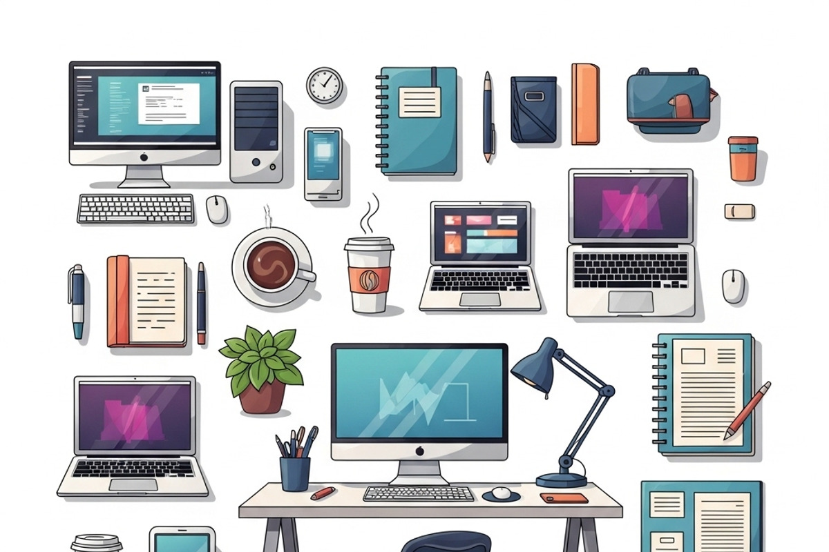 26 Vector Office Workspace Icon, a Background Graphic by adenpinkstore (Photo 10 of 10)