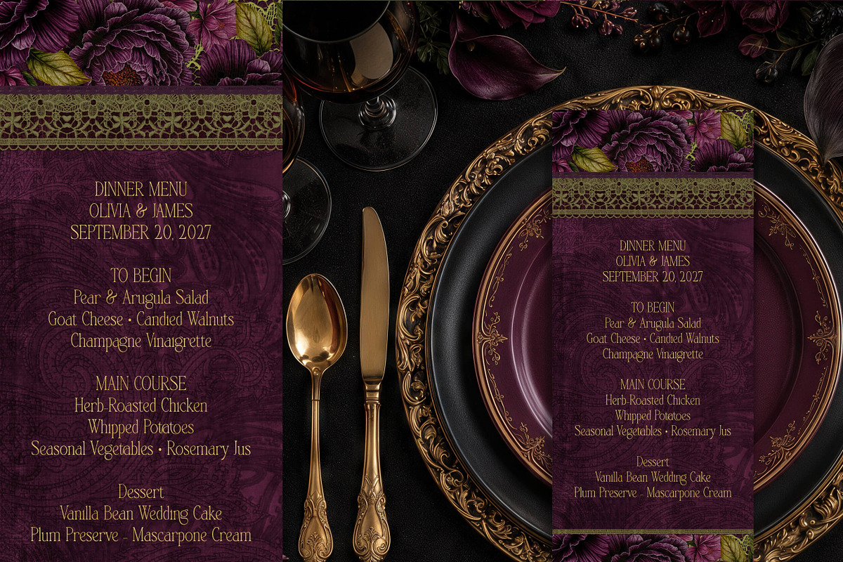 Plum & Olive Floral Digital Papers, a Background Graphic by Posh Papers & Patterns (Photo 5 of 7)