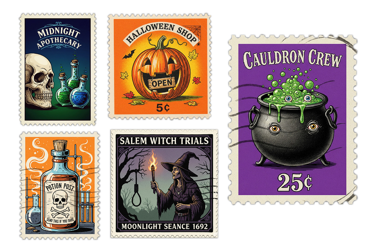 Halloween Postage Stamps Clipart, an Illustration by Dream Creation (Photo 5 of 5)