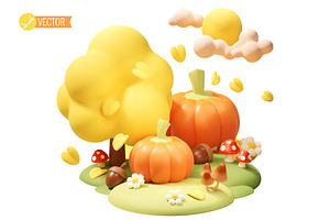 Vector autumn nature illustration