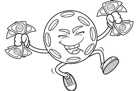 Happy Pickleball Character Jumping