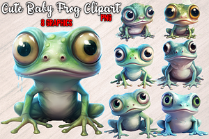8 Cute Baby Frog Sublimation Clipart