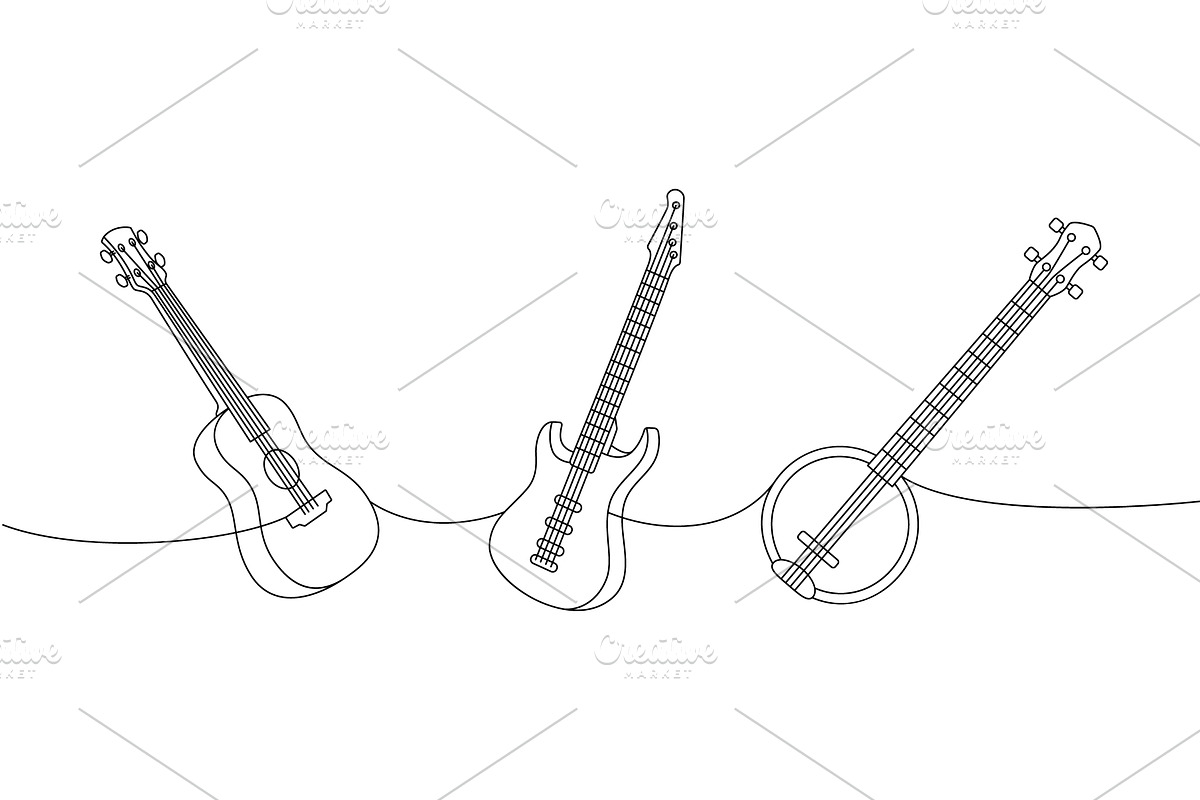 String musical instruments one line, an Object Illustration by GraphiShop