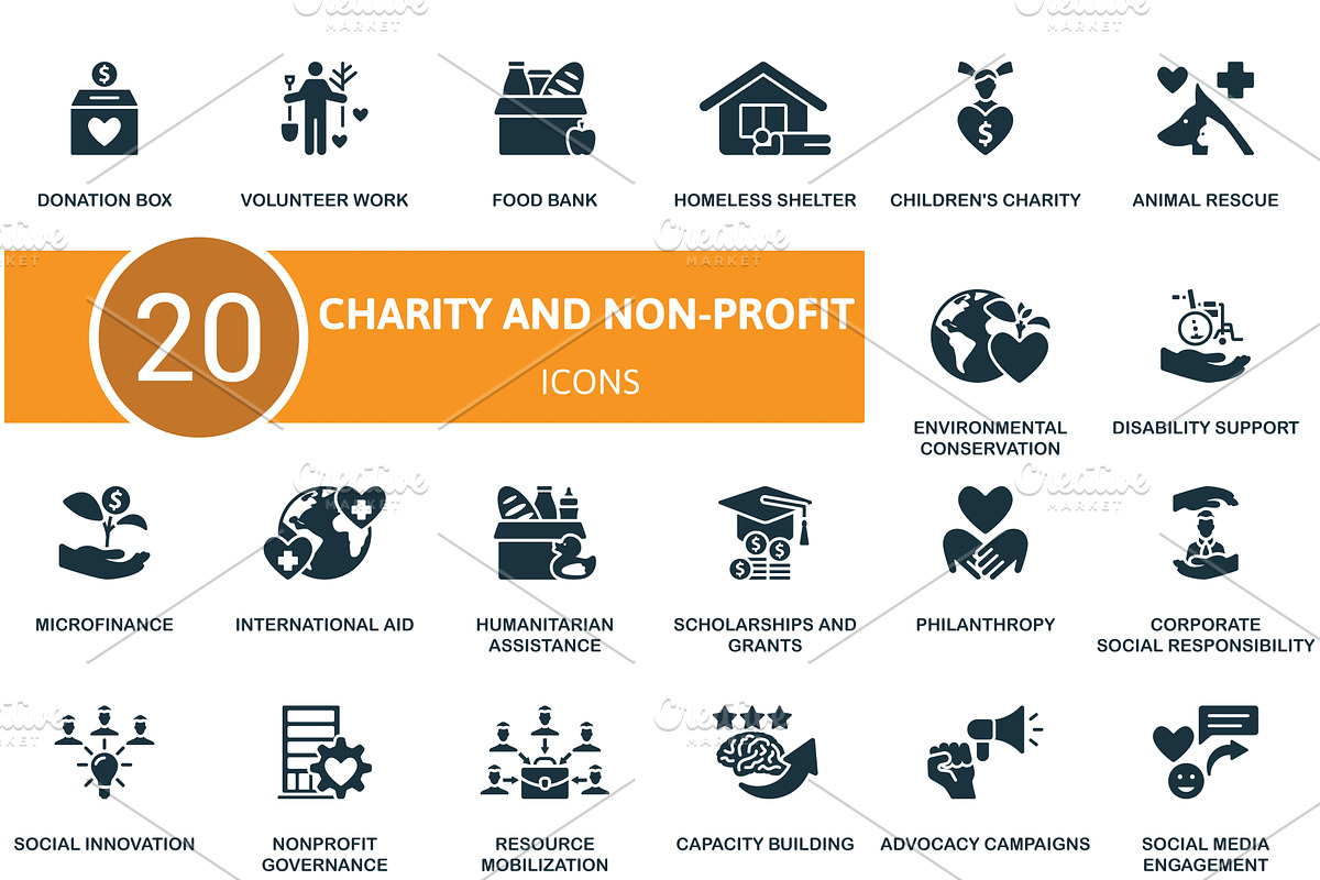 Charity and non-profit set. Creative, a Person Illustration by Aimagenarium@gmail.com