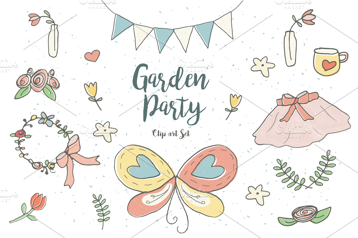 Garden Party Clip Art Set, an Illustration by Little Adventure Shop
