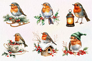 Christmas Robin Bird Clipart, an Illustration by Dream Creation (Thumbnail 2 of 6)