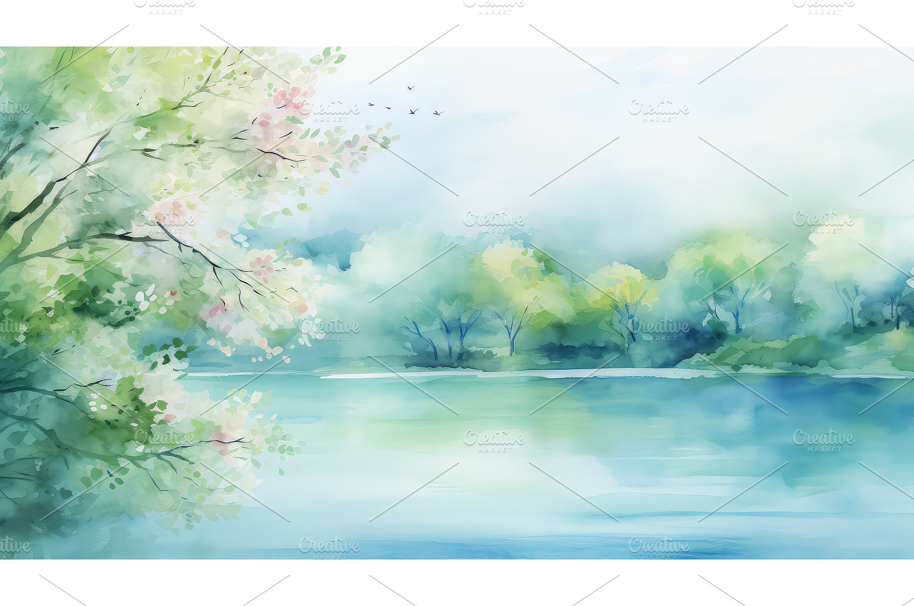 vibrant watercolor spring background, an Abstract Photo by pikepicture