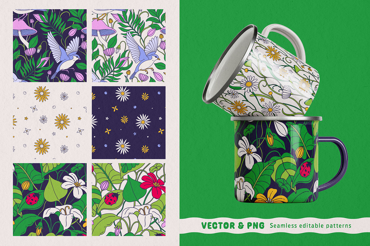 Wild Garden Vector Collection, a Pattern Graphic by rouxsupplyco (Photo 4 of 13)