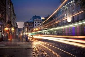 Old european city night traffic containing architecture, building, and city