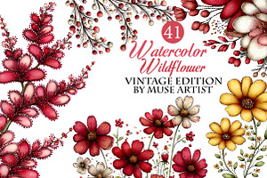 Watercolor Wildflower Clipart, an Illustration by DreamArtGraphic