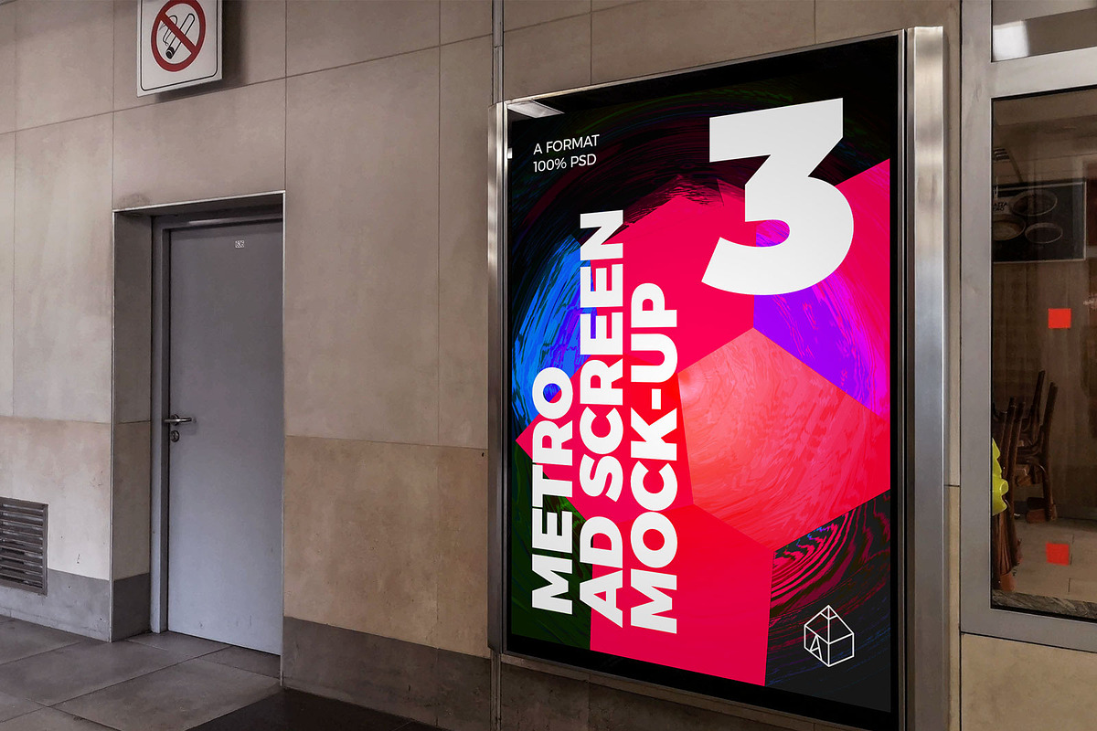 Metro Ad Screen Mock-Ups 8 v7, an Advertising Mockup by Graphic Shelter