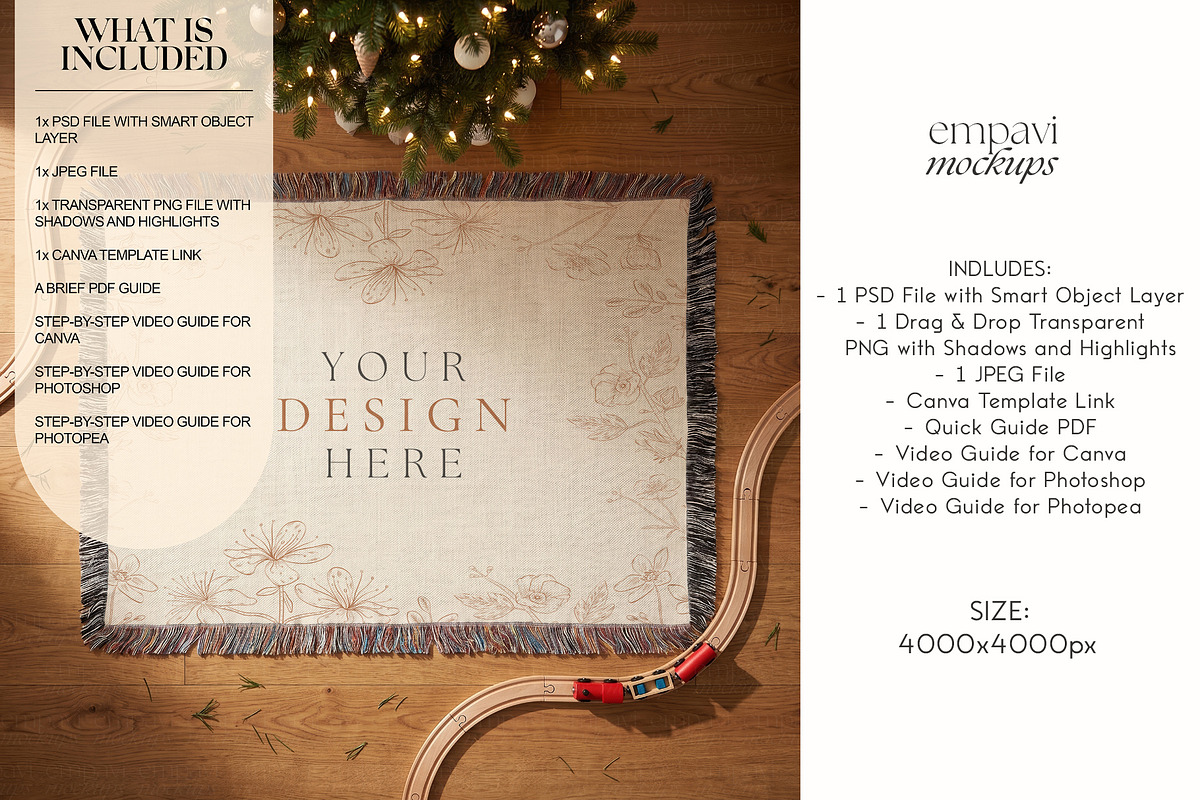 Woven Blanket Flat Lay Mockup, a Household Mockup by EmpaviMockups (Photo 2 of 6)