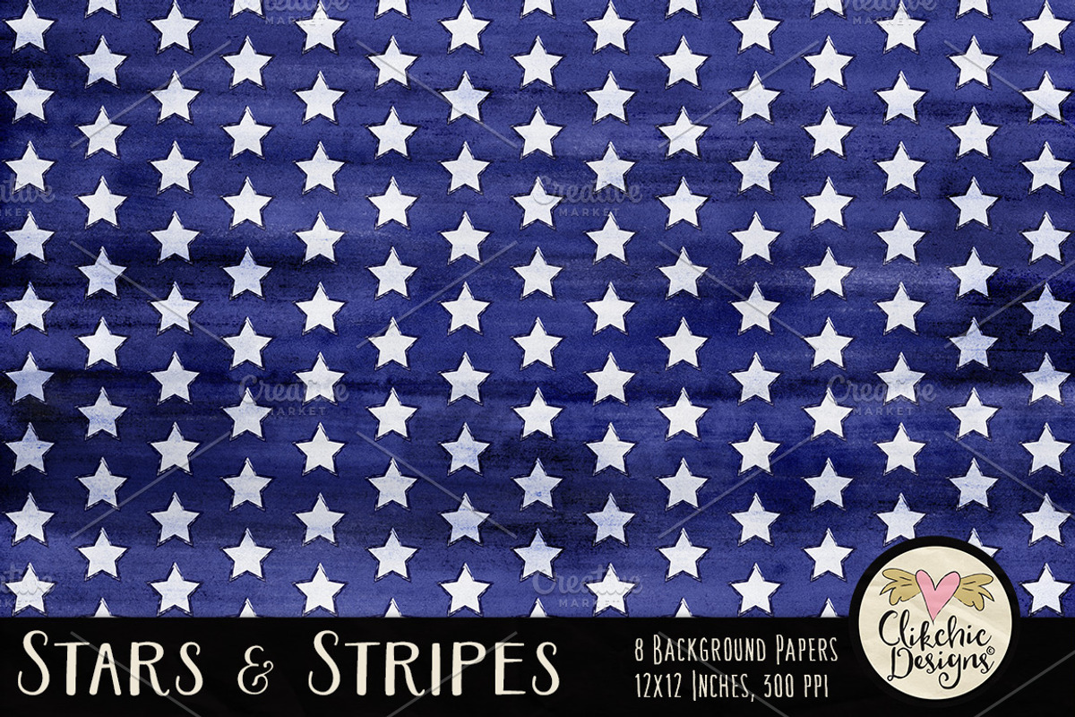 Watercolor Stars & Stripes Textures, a Texture Graphic by Clikchic Designs (Photo 4 of 5)