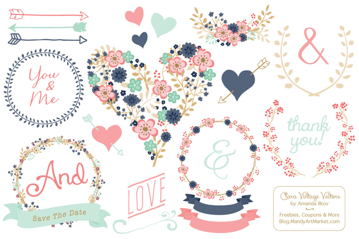 Modern Floral Heart & Banners, an Illustration by Amanda Ilkov (Photo 1 of 4)