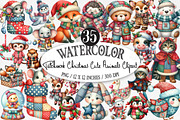 Patchwork Christmas Cute Animals PNG, an Illustration by Designking (Thumbnail 1 of 5)