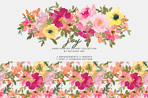 Watercolor Bright Flower Clipart Set, an Illustration by Patishop Art