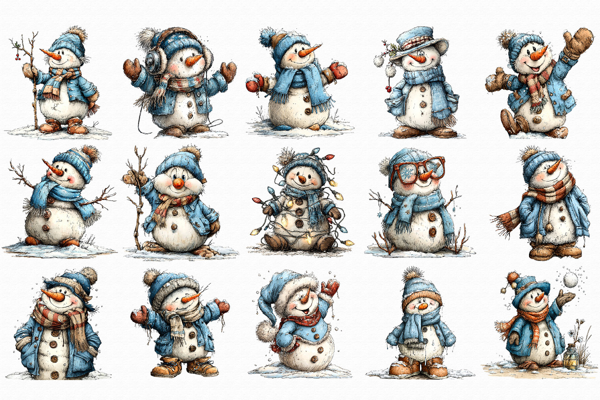 Funny Christmas Snowman Clipart, an Illustration by Libby Wishes (Photo 5 of 7)
