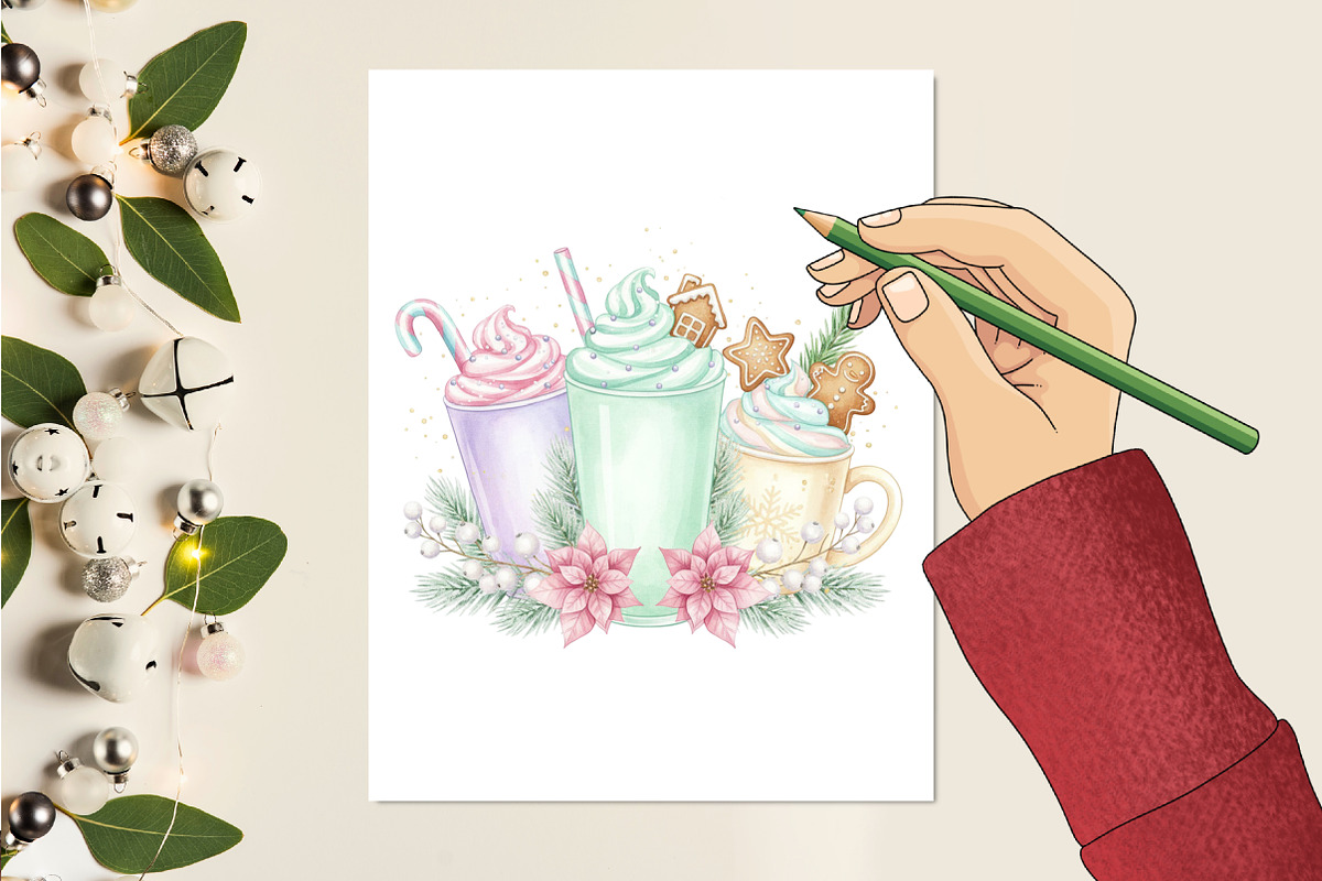 Pink Gingerbread Coffee Christmas, an Illustration by designcity5 (Photo 4 of 8)