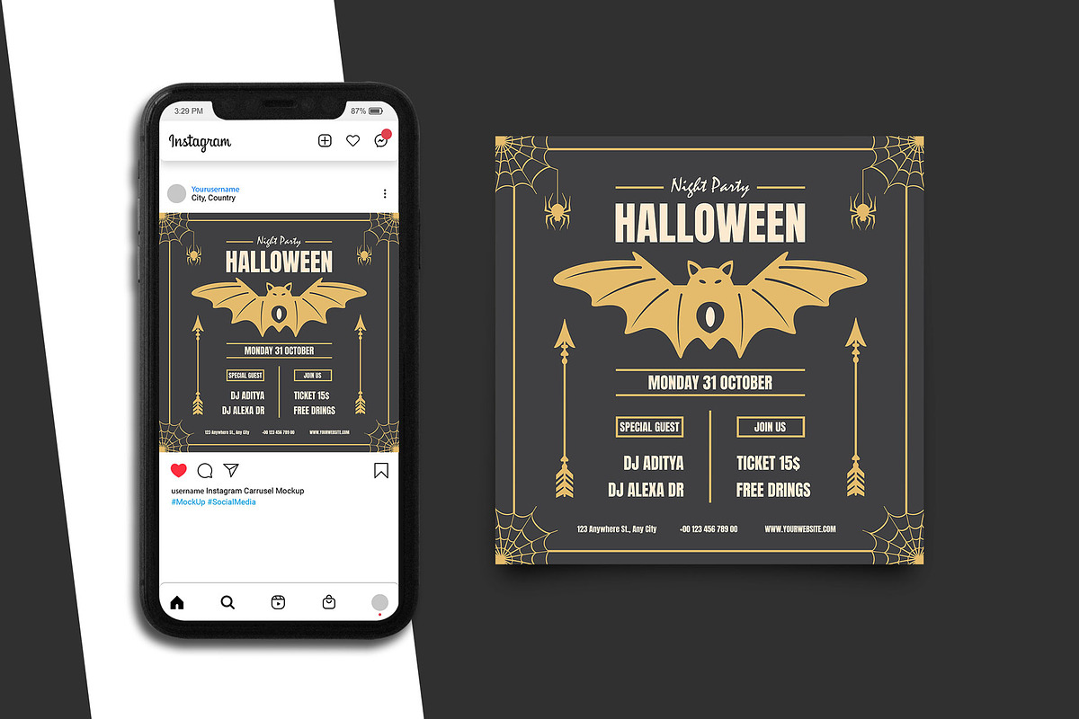 Party Halloween Social Media, a Social Media Template by Artnivora.Std