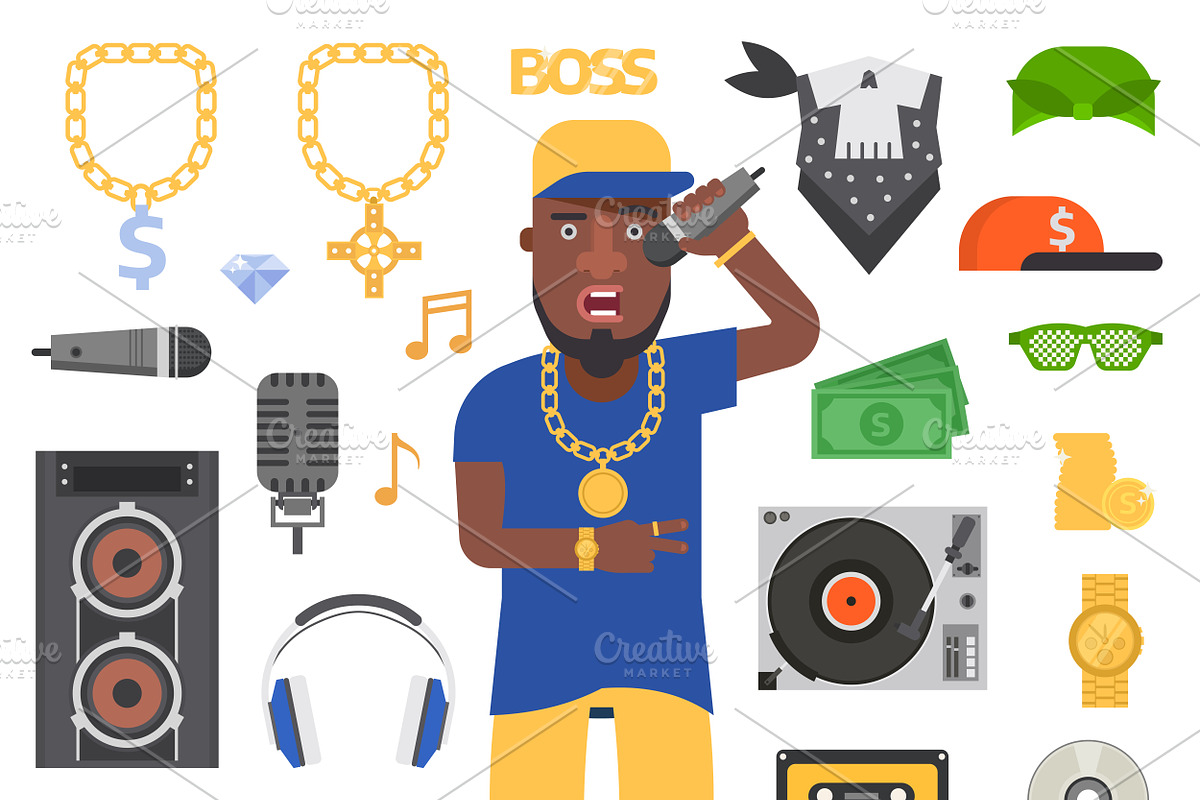 Hip hop man dancer icons vector, a Person Illustration by Vectorstockersland