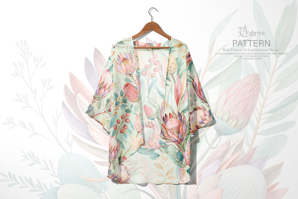 Protea Watercolor Seamless Pattern, a Pattern Graphic by Fabrivo (Photo 2 of 11)