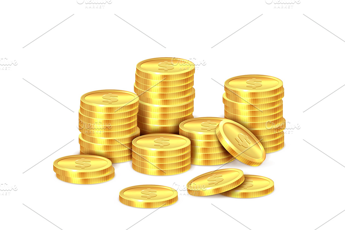 Gold coins stack. Realistic golden, an Object Graphic by YummyBuum ...