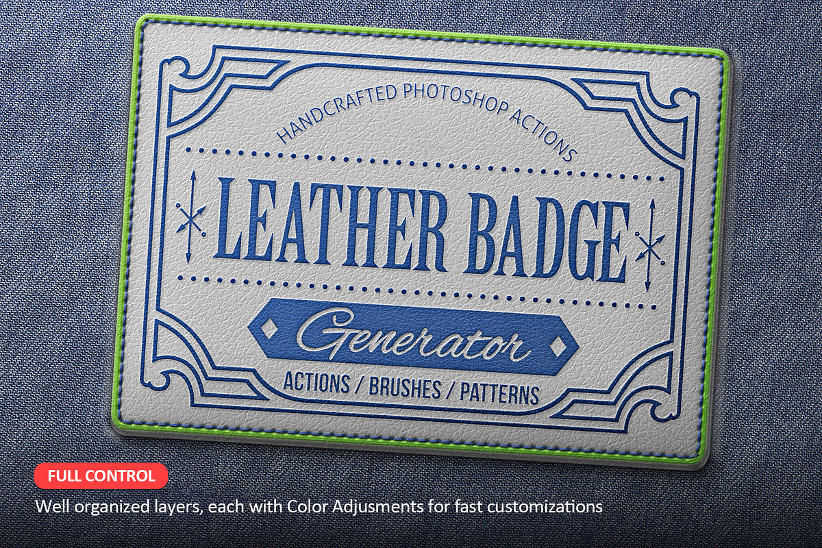 Leather Badge Photoshop Actions, an Action Add-On by Blacknull (Photo 3 of 12)