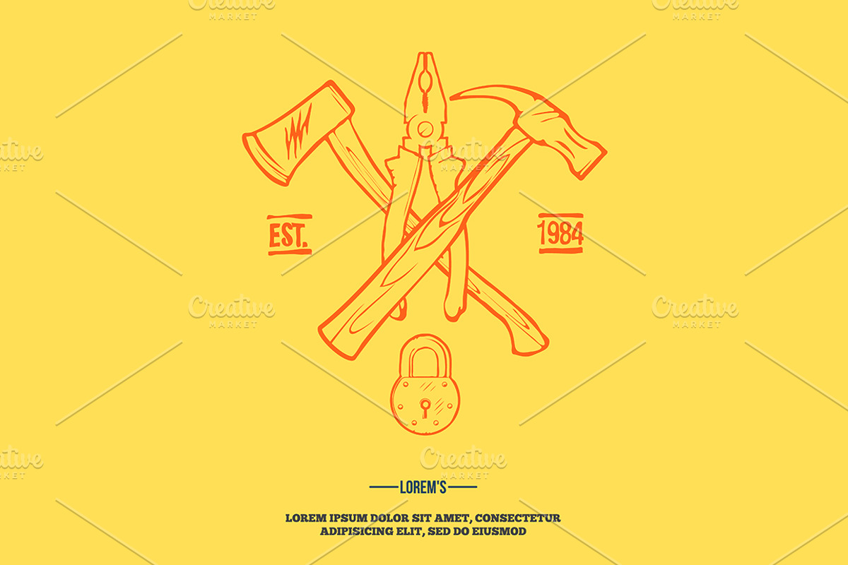 Vintage carpentry tools, an Illustration by idimair
