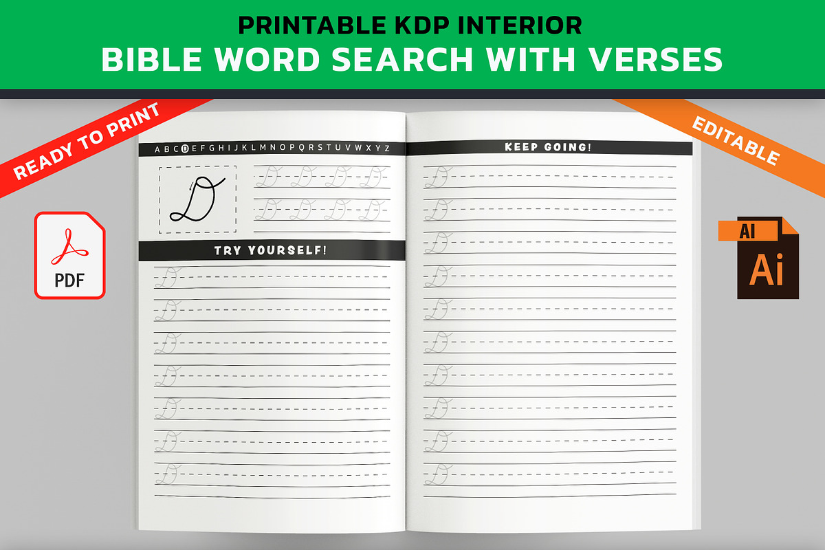 KDP Cursive Handwriting Workbook, an Illustration by PublishingHelper (Photo 1 of 4)