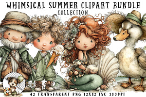 Whimsical Summer Clipart Bundle, an Illustration by OK Design