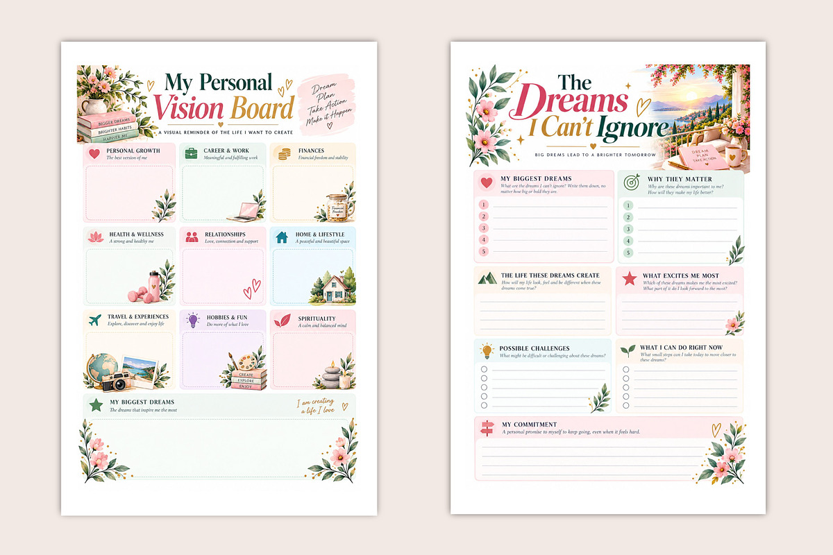 Dream-to-Reality Planner, a Stationery Template by Designmela01 (Photo 5 of 5)
