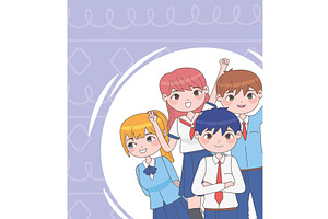 manga friends together, a Person Illustration by studiogstock