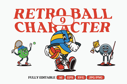Retro Ball Character Illustration, a Sport Illustration by Decoconio Design