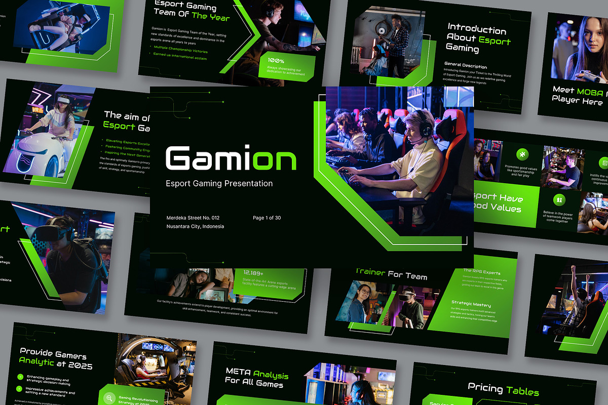 Gamion Esport Gaming Google Slides, a Presentation Template by kerismaker (Photo 1 of 10)