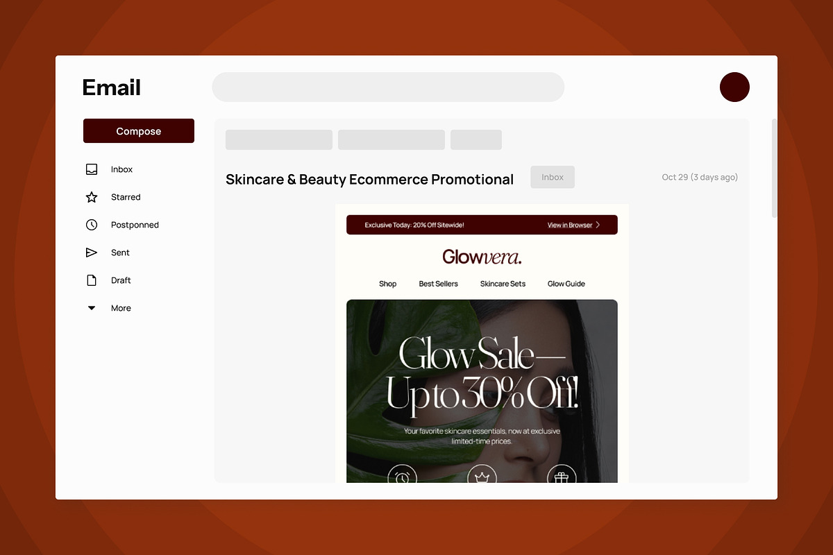 Glowvera - Skincare Promo Email News, an UI Kit Template by productype1 (Photo 3 of 5)