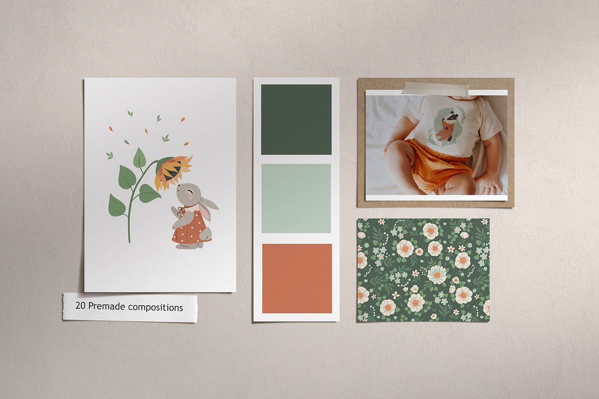 Baby Rabbit Illustrations Set, an Animal Illustration by OxanaTally (Photo 5 of 13)