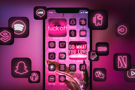 120 Pink Neon iOS 14 App Icon Pack