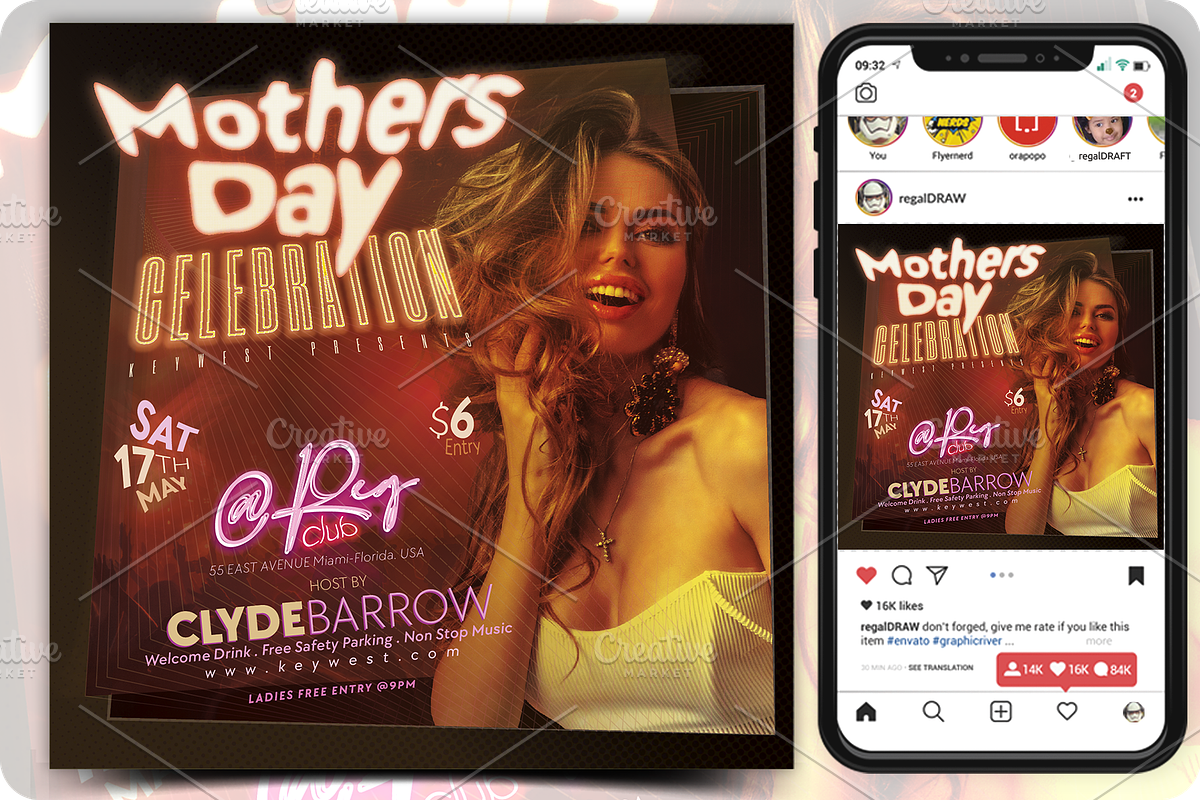 Mothers Day Celebration Event Flyer, a Flyer Template by regalDRAW (Photo 1 of 3)