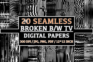 20 Seamless Broken B/W TV Patterns