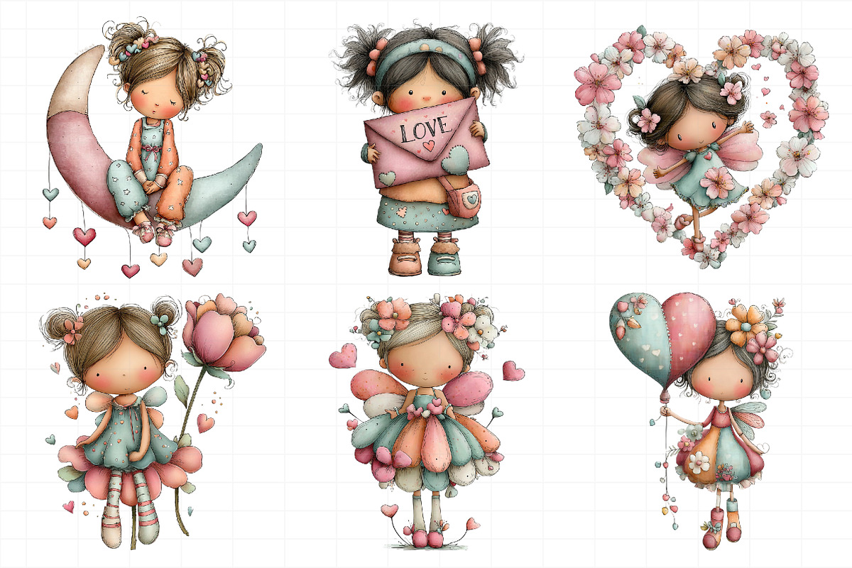 Whimsical Valentine Fairy Clipart, an Illustration by Daily.Designs (Photo 4 of 6)