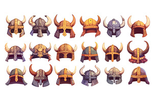 Viking helmets. Cartoon horned, an Object Illustration by Stock-Smart-Start