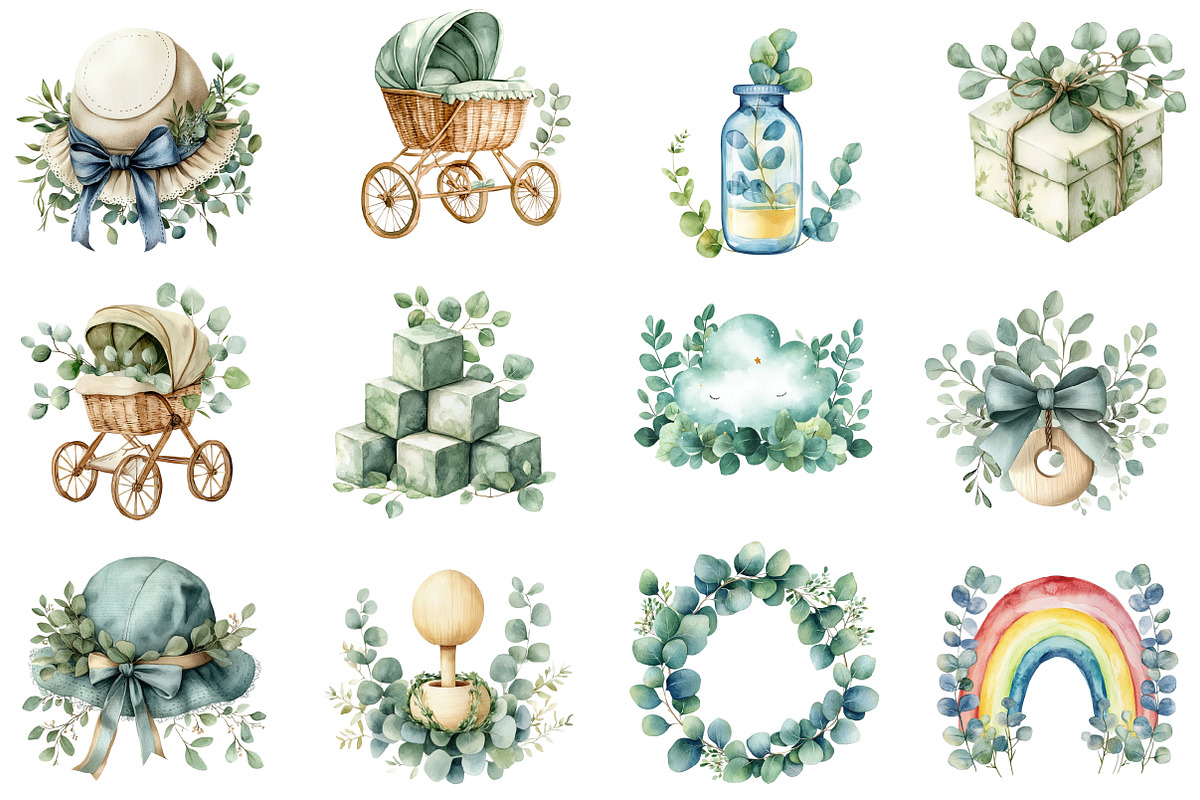 Baby Shower Clipart Bundle, an Illustration by Designworld (Photo 3 of 5)