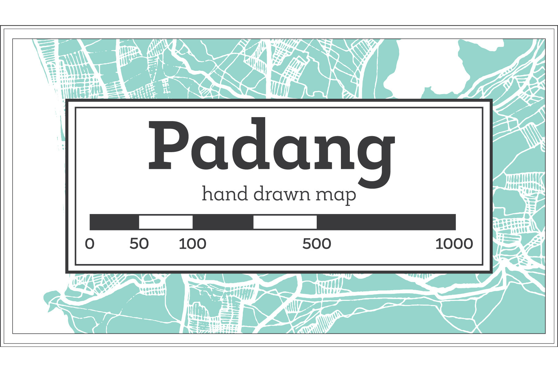 Padang Indonesia City Map in Retro, a Transportation Illustration by ...