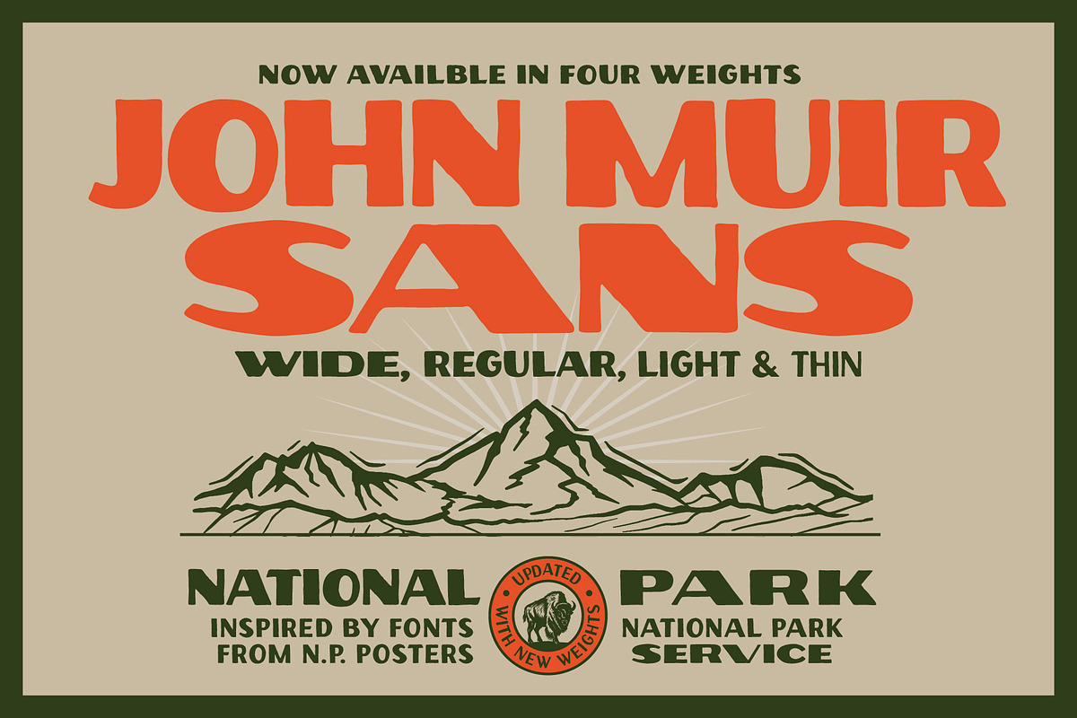 John Muir Sans – National Park Font, a Sans Serif Font by Vicarel Studios (Photo 1 of 16)
