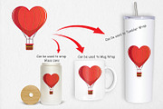 Heart Hot Air Balloon Clipart, a Graphic by Artnoy (Thumbnail 4 of 5)