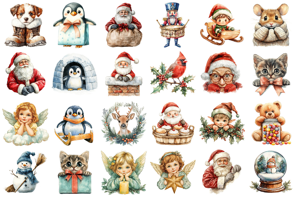 Retro Christmas Peeking Clipart, an Illustration by Daily.Designs (Photo 2 of 3)
