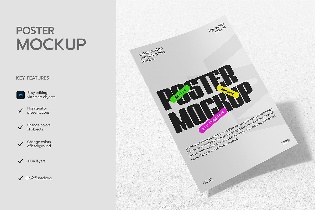 Floating Poster Mockup