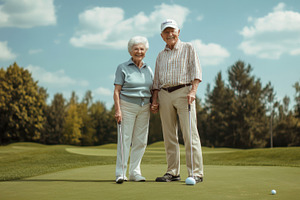 Senior couple enjoying golf together, a Photo by Beautiful things