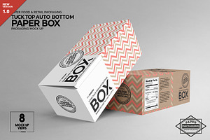 Long Top Tuck Auto Bottom Box Mockup, a Cups & Container Mockup by INCDesign